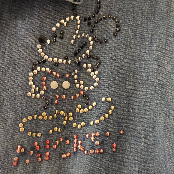 Disney Unlimited Theme Park cotton blue button-up Novelty Mickey Mouse top 26 - Picture 9 of 11